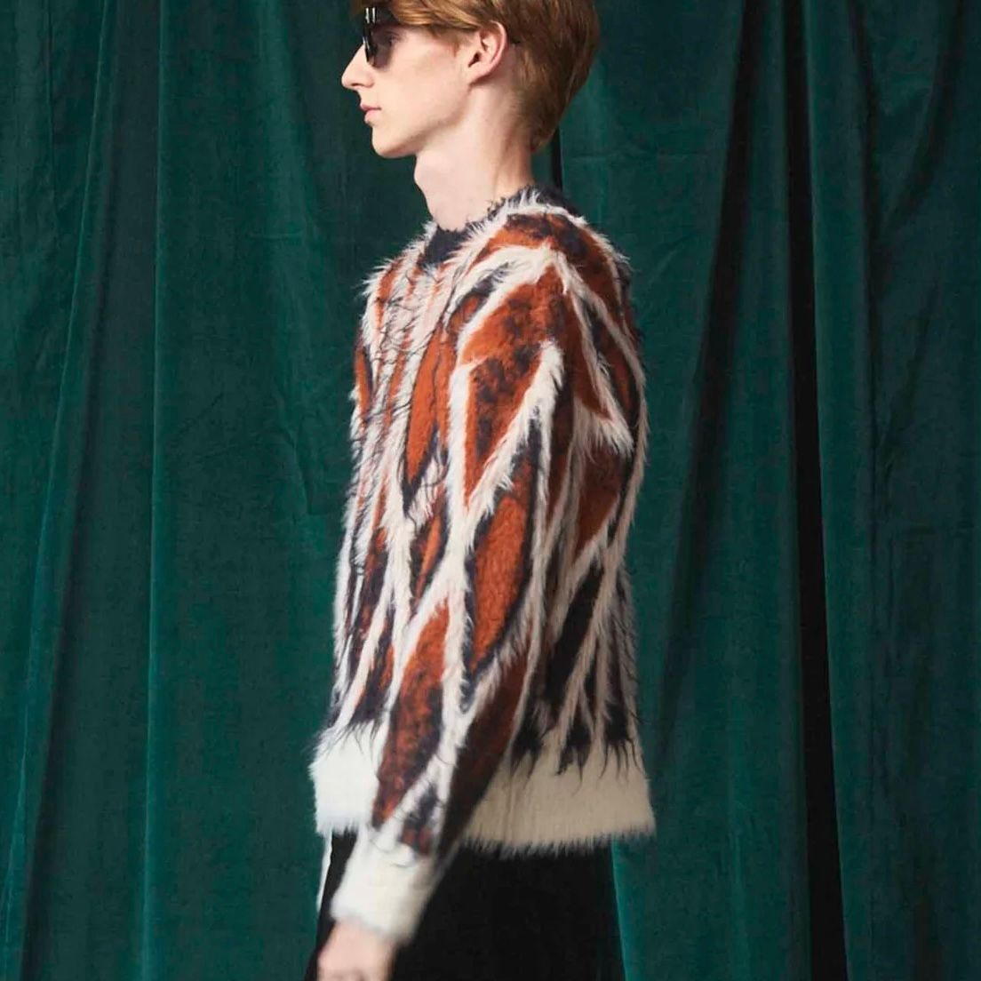【残り一点】7G Shaggy JQD Pattern Argyle Prime Over Crew Neck Knit Pull Over