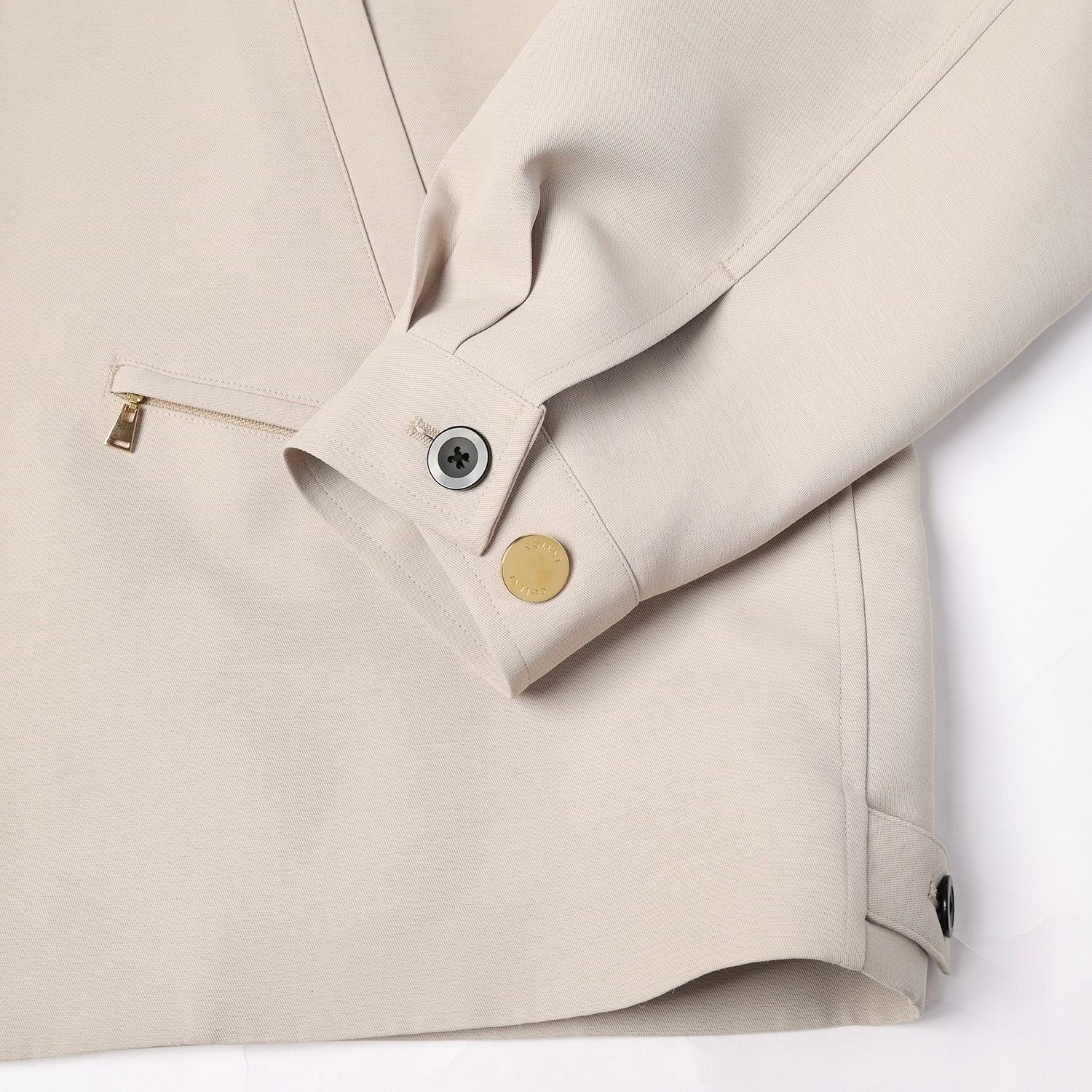 【残り一点】Structuerd Twill Double Cloth Leather Collar Blouson