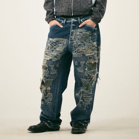 【残り一点】Vintage-Stitched Camo Denim Pants