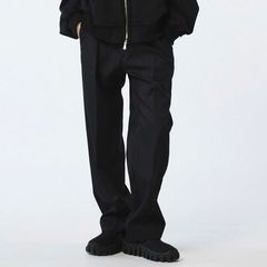 【残り一点】72/2 4Colors Chambray Wool 1tuck Straight Slacks