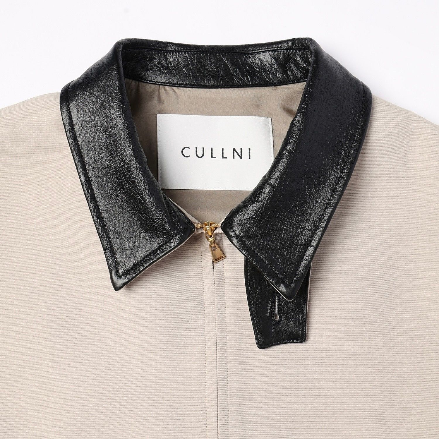 【残り一点】Structuerd Twill Double Cloth Leather Collar Blouson