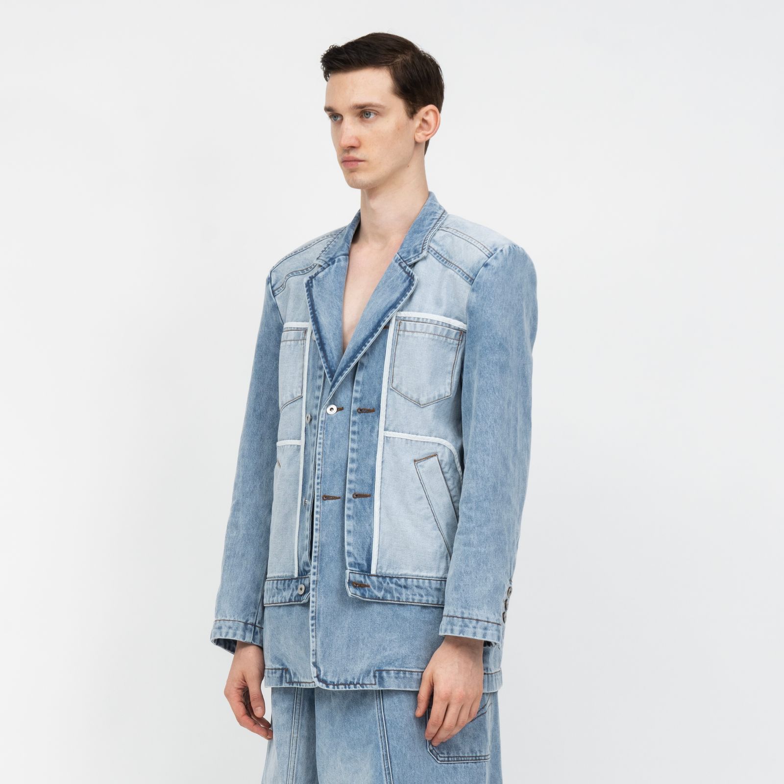 Feng Chen Wang - 【残り一点】Inside Out Patched Denim Jacket
