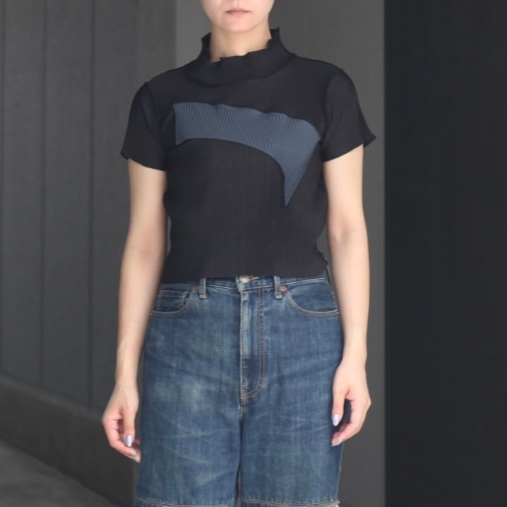 【残り一点】Todo Tiny Wave Top Short Sleeve High Neck
