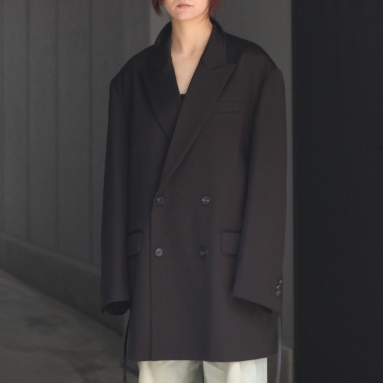 ssstein / シュタイン】W/SI SATIN PEAK LAPEL SHORT COAT