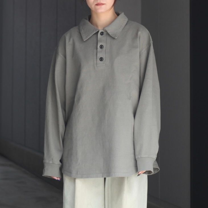 【残り一点】ヘビーコットンガーメントダイL/Sポロシャツ