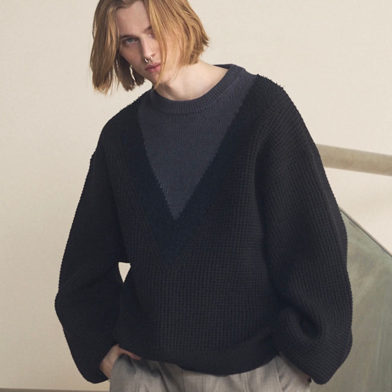 【残り一点】Prime Over V Switching Knit Pull Over