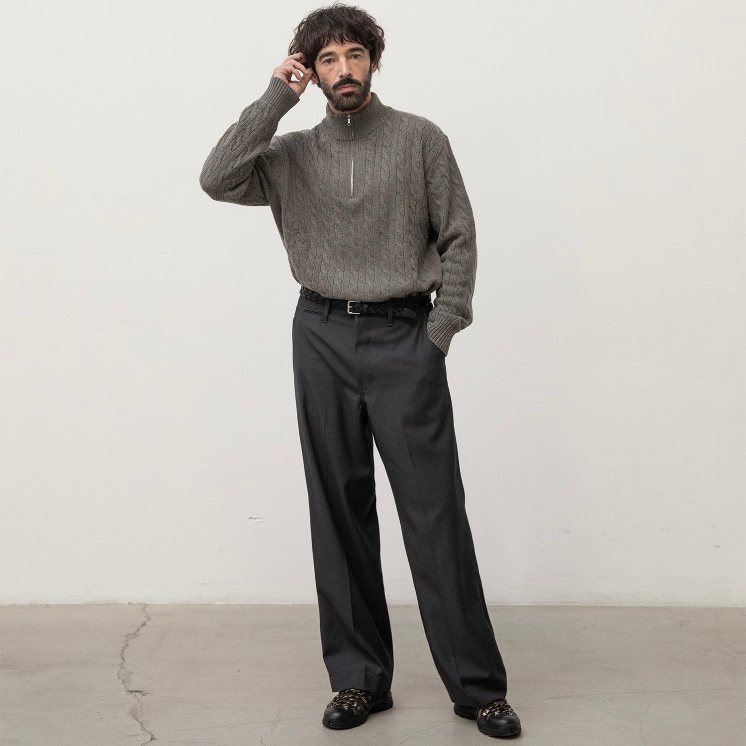 【残りわずか】Narrow Leather Mesh Belt