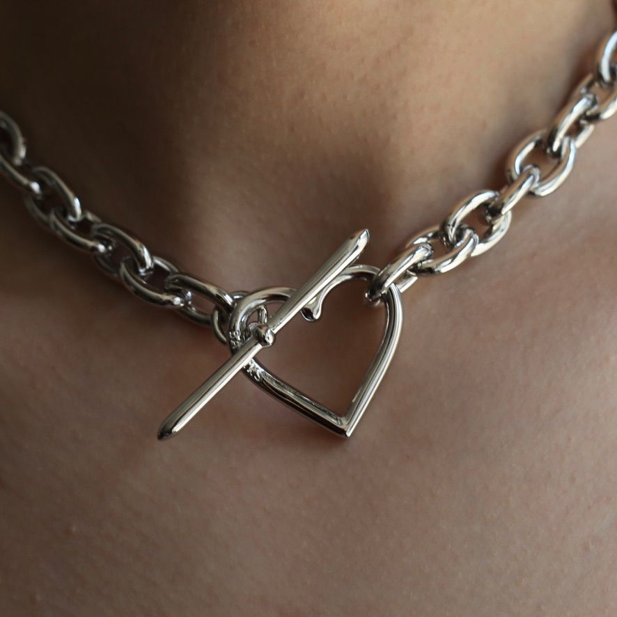 【残りわずか】Heart Necklace_Medium Link(SILVER)