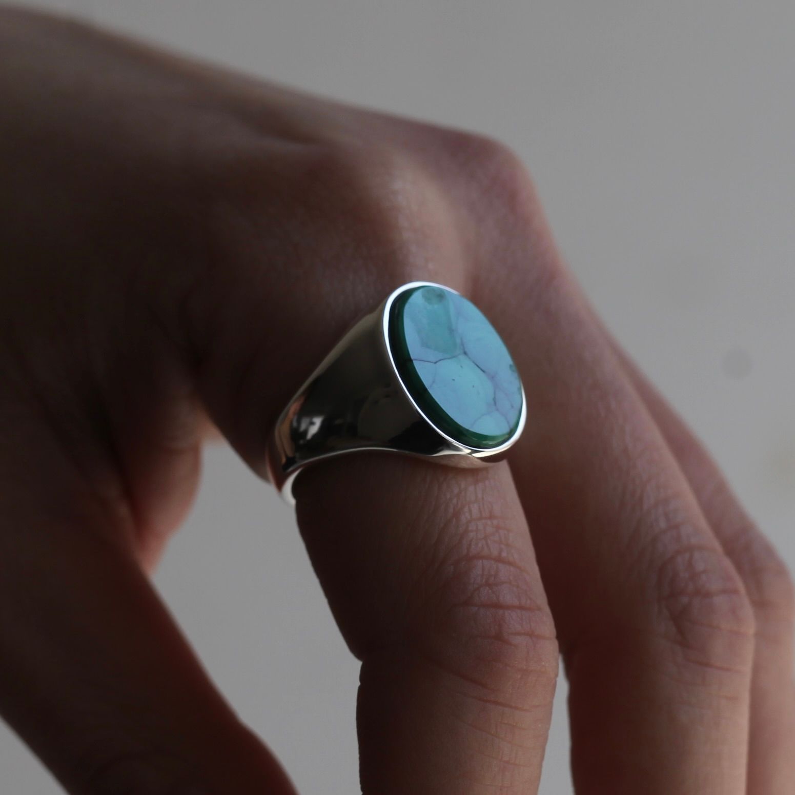 【残り一点】Signet Oval Ring XL(MALACHITE)
