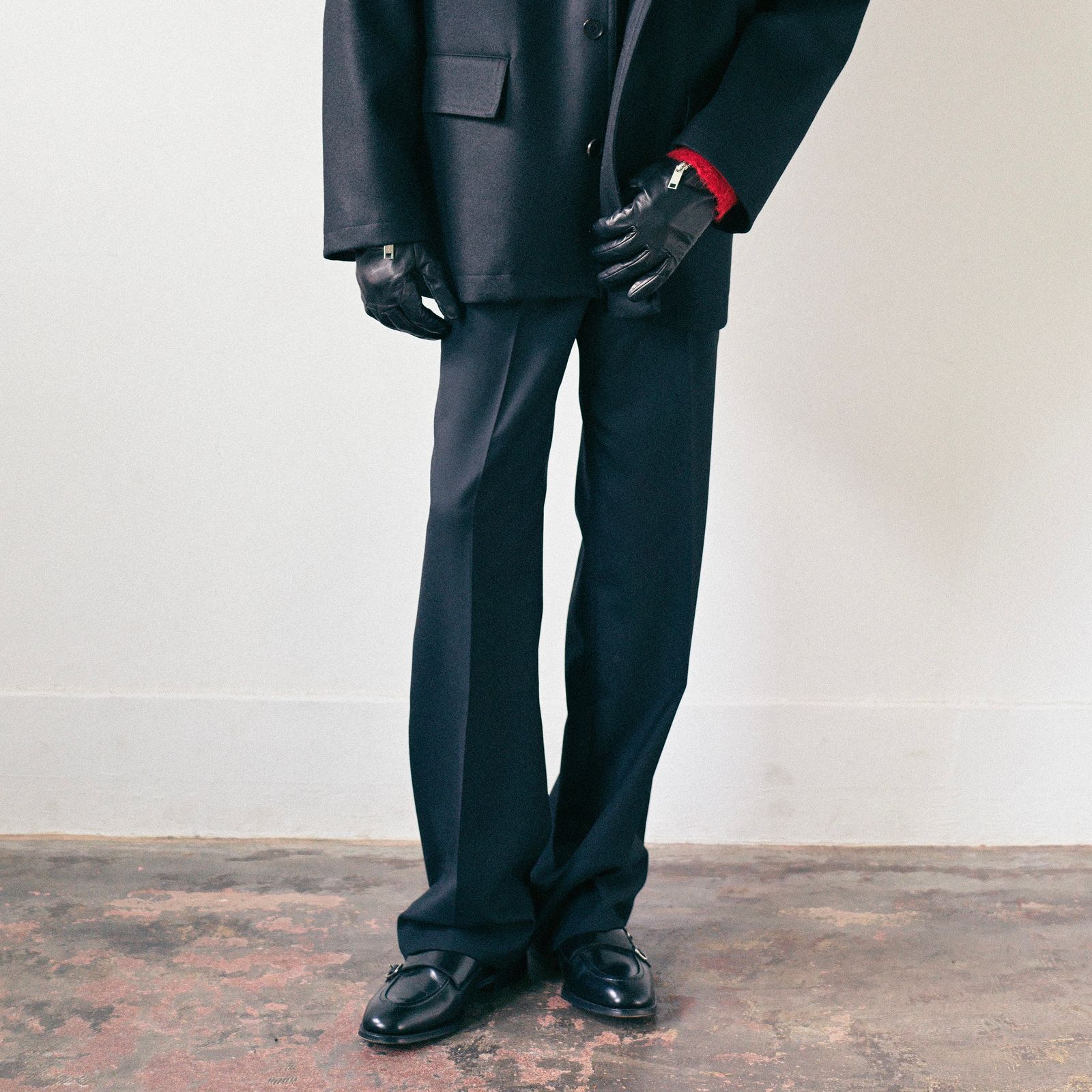 【残り一点】Black Wool Straight Trousers