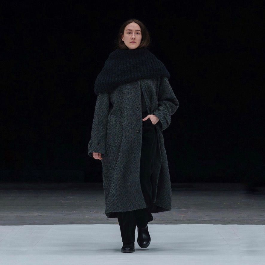 【残り一点】Herringbone Bonding Tweed Big Balmacaan Coat