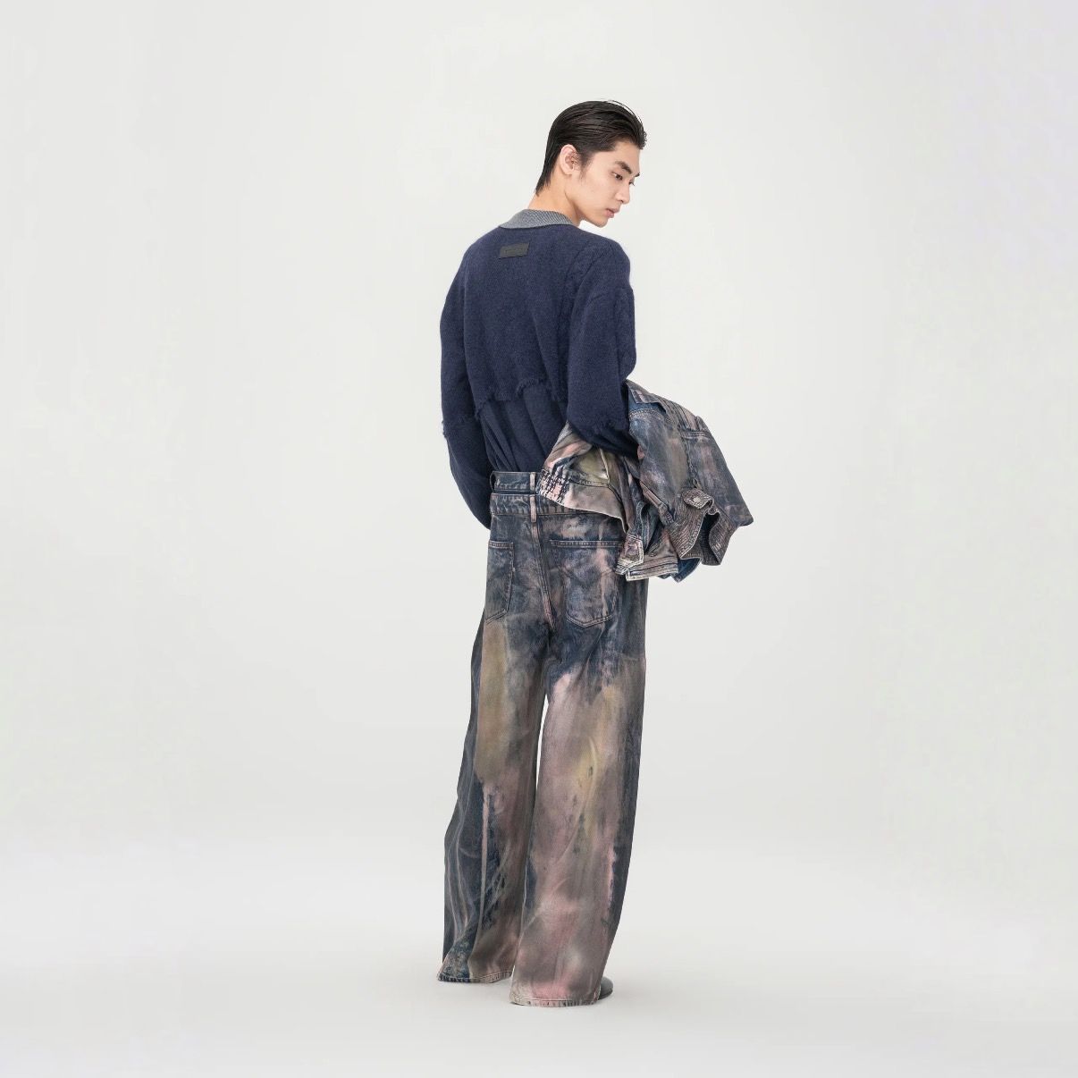 【残り一点】Brown Artistically Tie-Dyed Coated Denim Pants