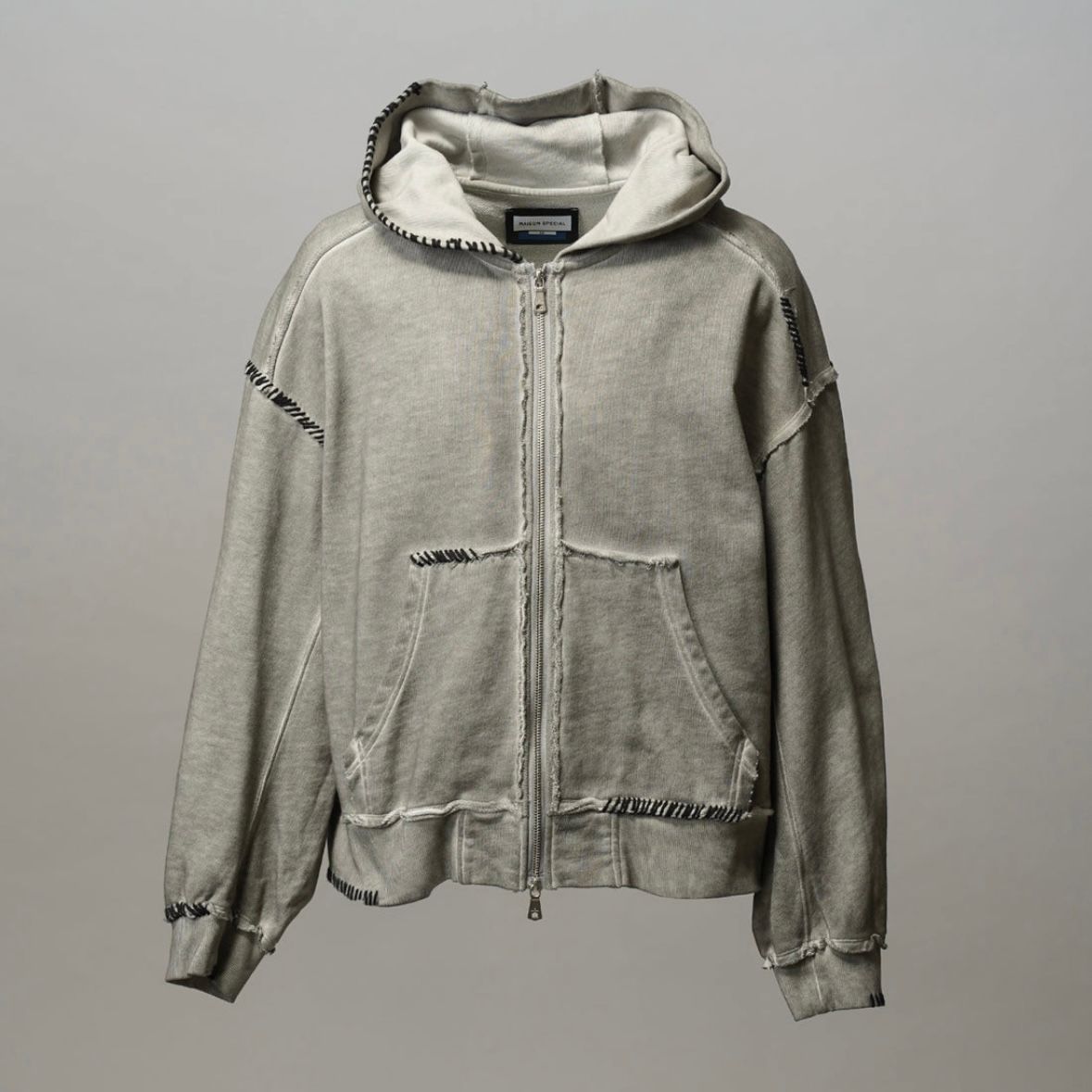 【残り一点】Over-Dye Embroidery Prime-Over Sweat Zip Hoodie