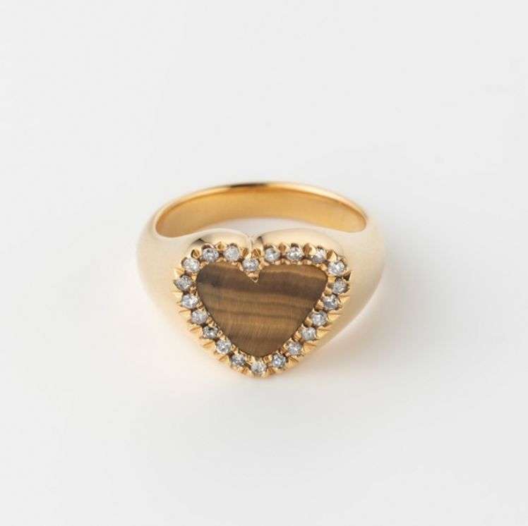 【お取り寄せ注文可能】Diamond Heart Stone Ring(BROWN×GOLD)