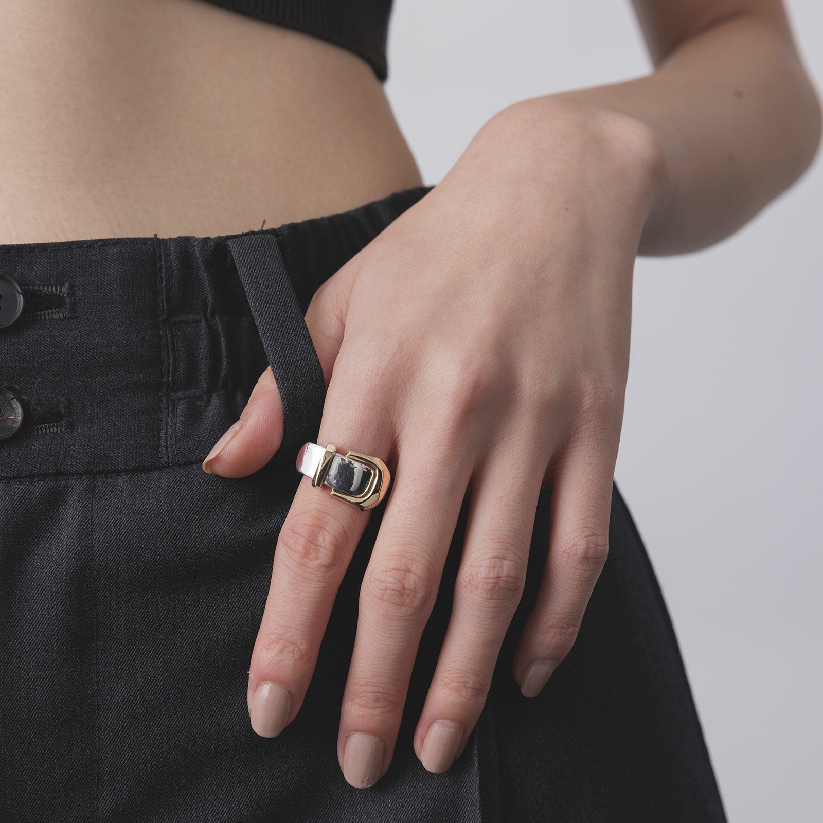 【お取り寄せ注文可能】Buckle Ring_L(SILVER×GOLD)