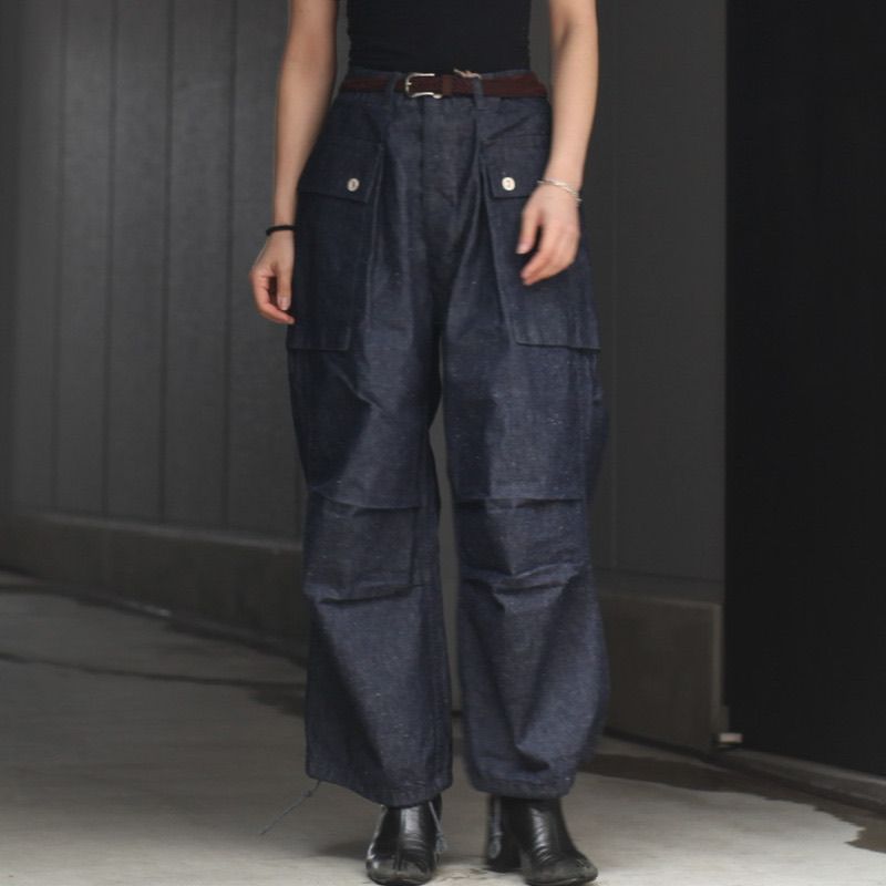 のデザイン herill Nep denim M44 Trousers size1 カーゴ ブランド