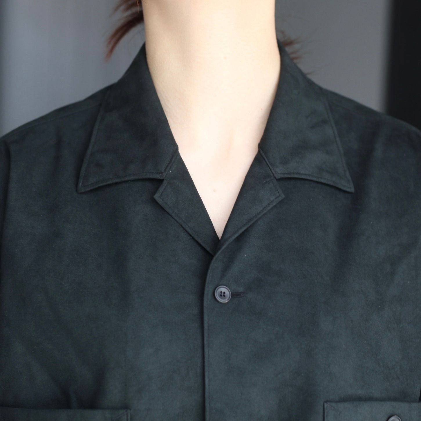 【残り一点】Synthetic Suede Open Collar Shirt