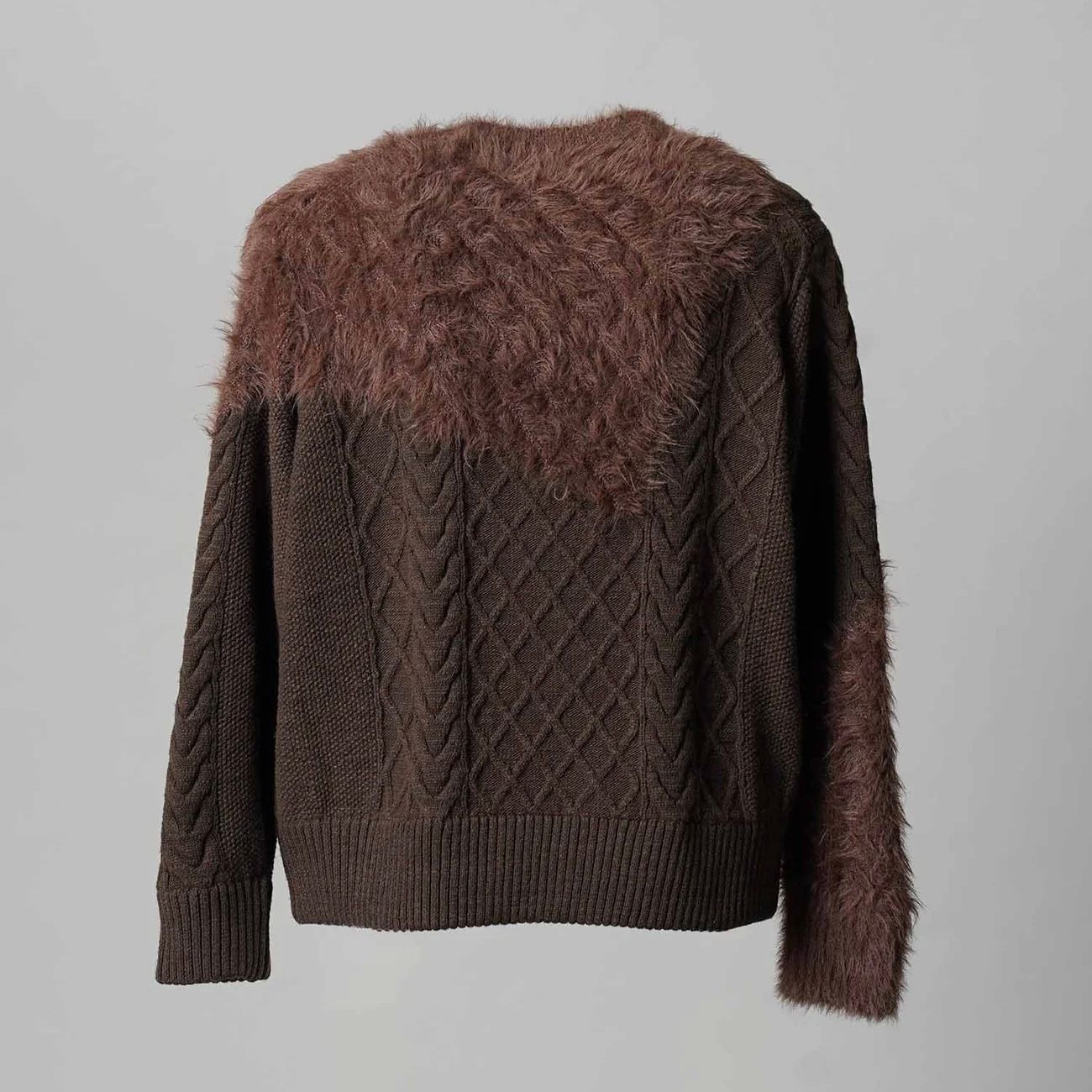 【残り一点】Cable Shaggy Mix Prime Over Crew Neck Knit Pull Over