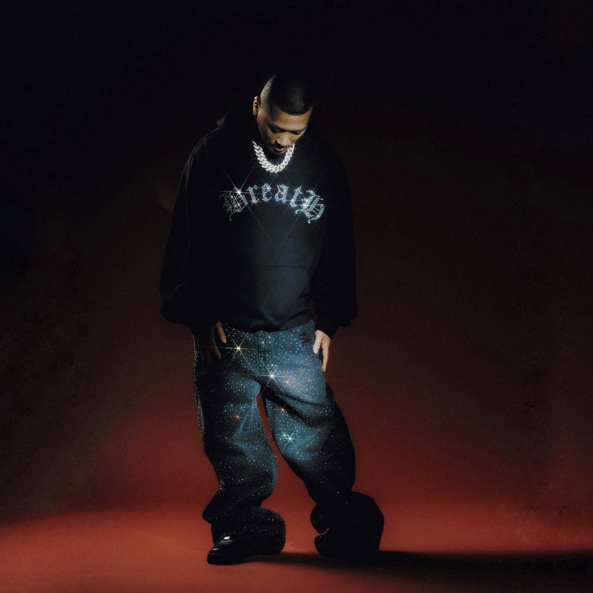 【残り一点】Old English Logo Rhinestone Hoodie