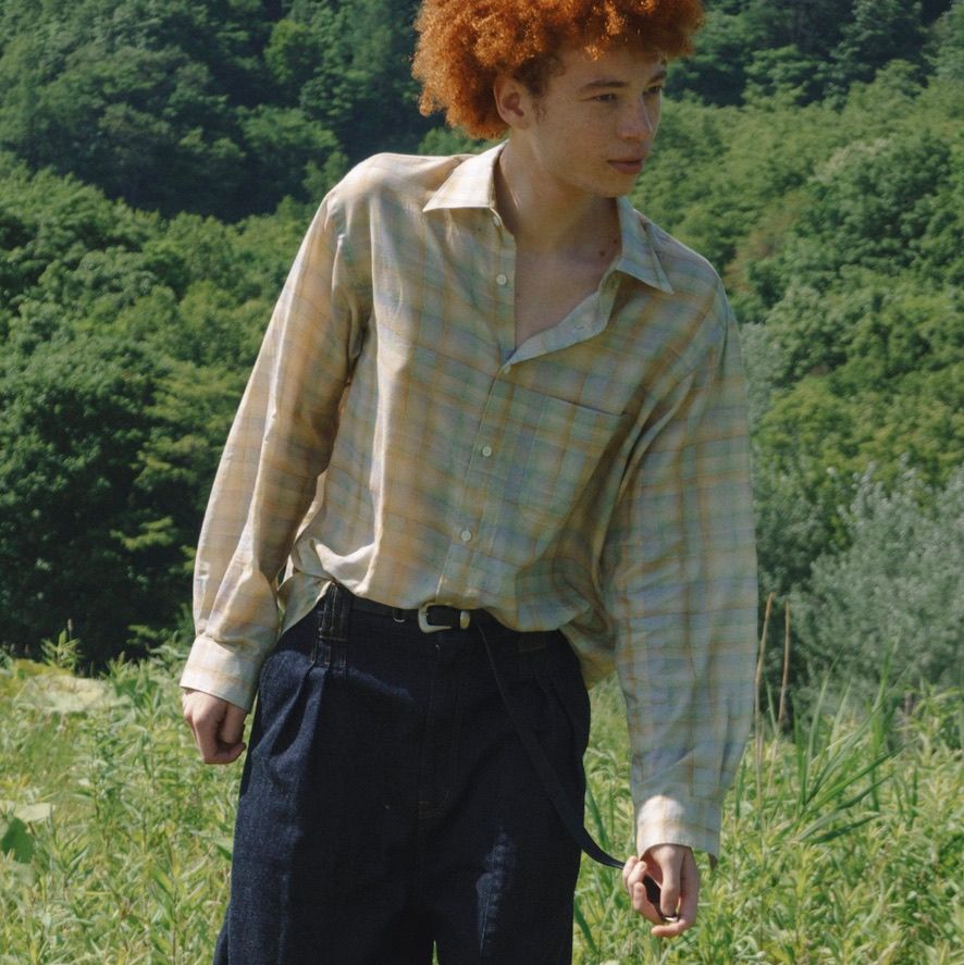 【残り一点】Printed Plaid Cotton Twill Shirt