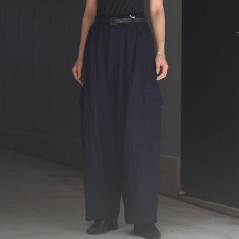 【残り一点】ボイルドコットンウールカーゴポケットパンツ