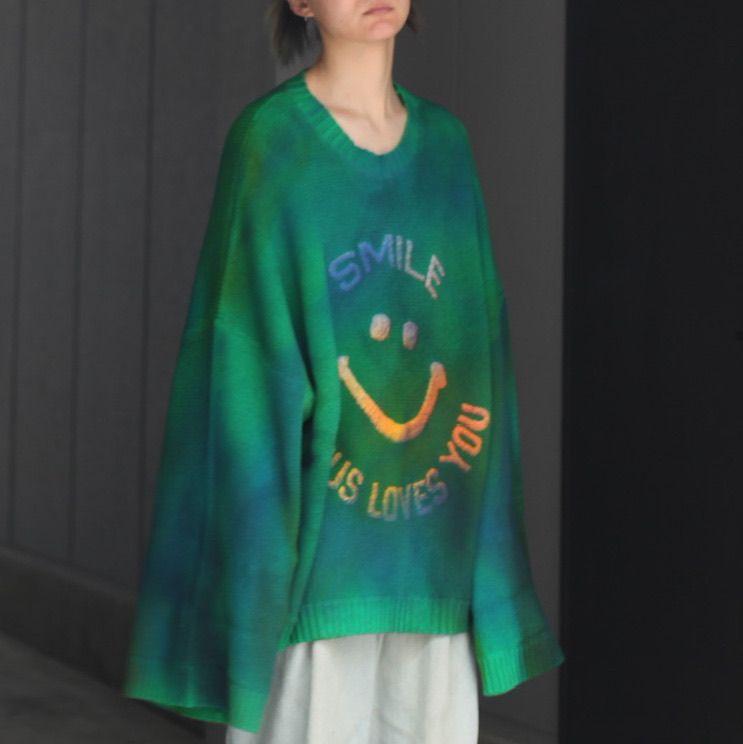 海外並行輸入正規品 TTTMSW TTT MSW SMILE OVER SIZE KNIT GREEN - www