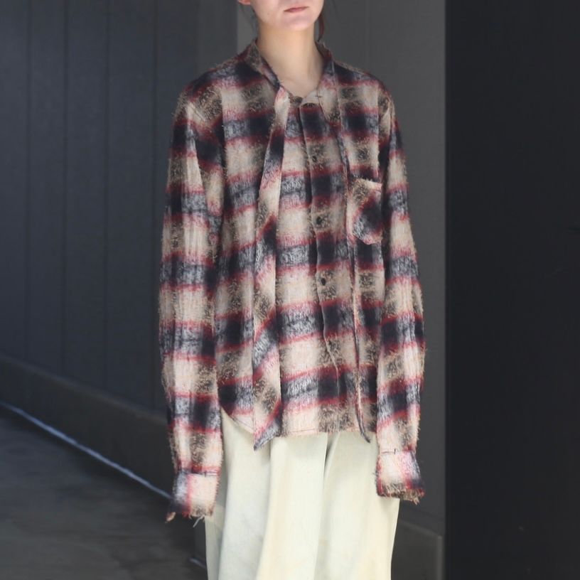 【残り一点】Shaggy Ombre Ribbon Shirt(DRUNK)