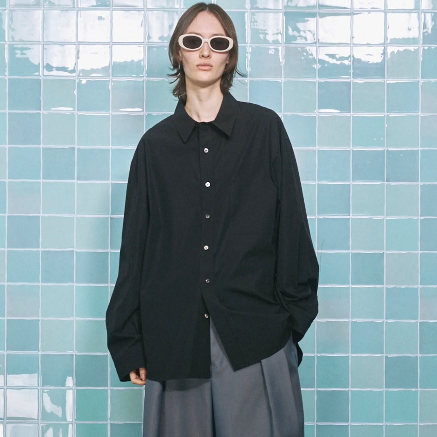 【残り一点】120 / 2 Suvin Cotton Typewriter Prime-Over Shirt
