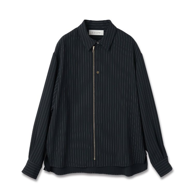CULLNI - 【残り一点】Stripe Double Cloth Zip Up Shirt