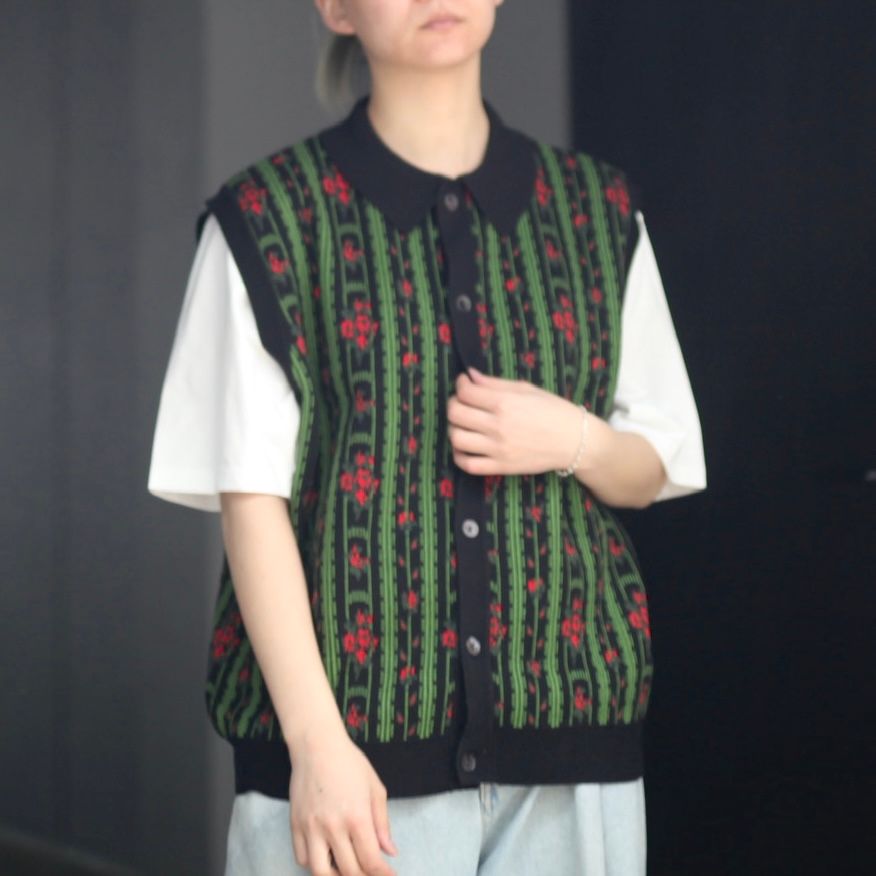 22SS ティー Flower Jacquard knit vest 秋-