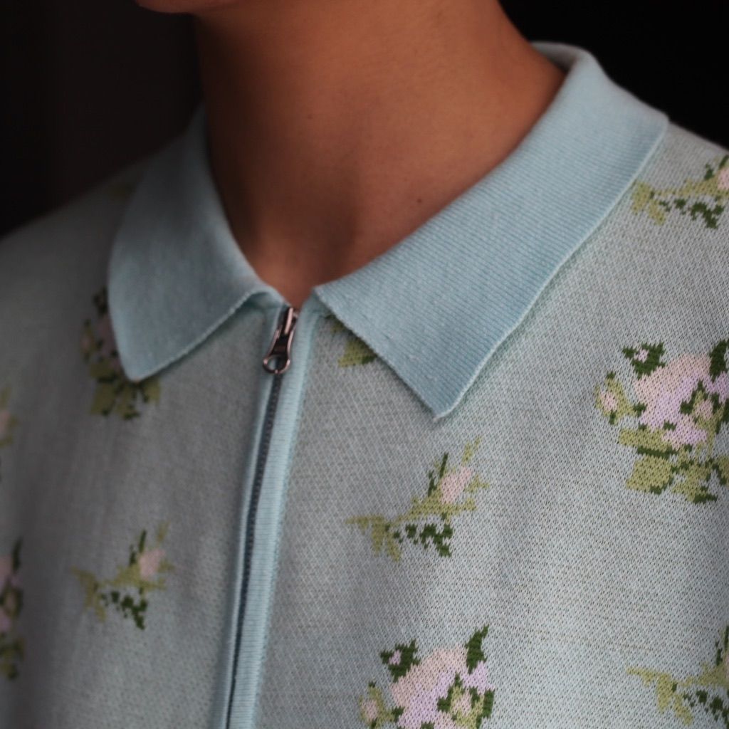 ttt_msw FLOWER HALF ZIP CADIGAN[SKYBLUE] sedidik.com.my