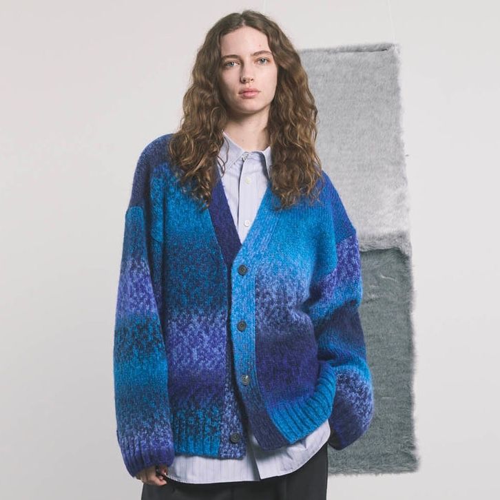 メゾンスペシャル　カーディガン　02 メゾンスペシャルキッドモヘアカーディガン 02 青