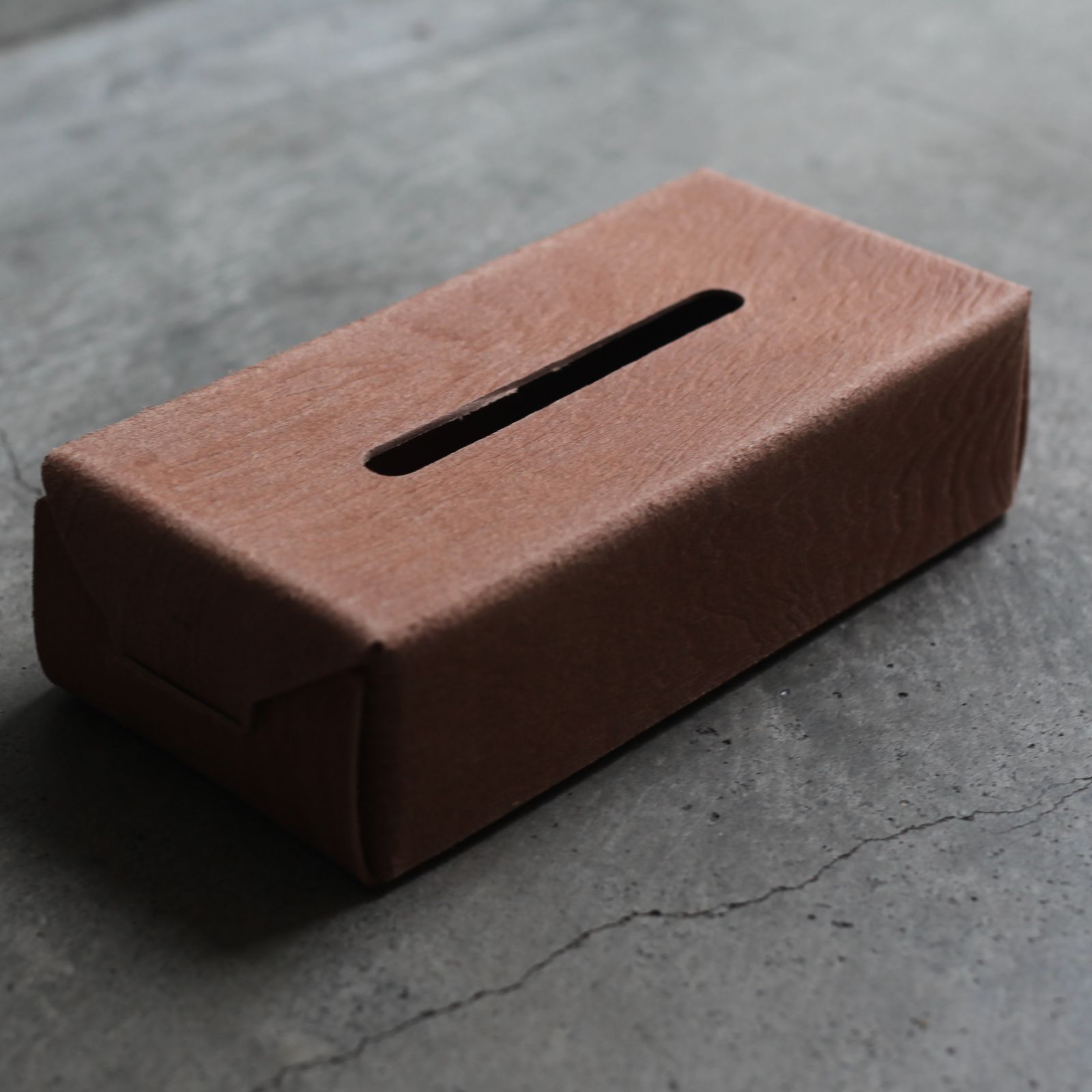 【残り一点】Plywood Leather Tissue Box Case