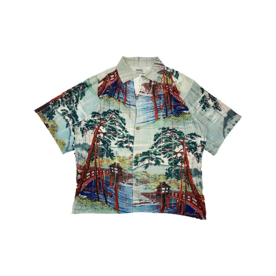 【残り一点】"Japanese Pattern Aloha" Transfer Print Polo Knit