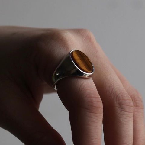 【お取り寄せ注文可能】Signet Oval Ring XL(TIGER EYE)