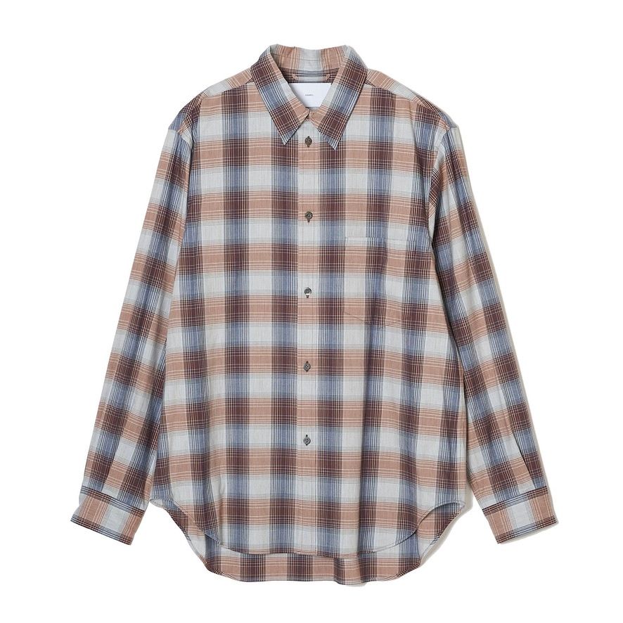 【残り一点】Yak Ombre Plaid Regular Collar Blouse - 1(S)