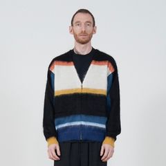 【残りわずか】Mohair Border V Neck Zip Cardigan