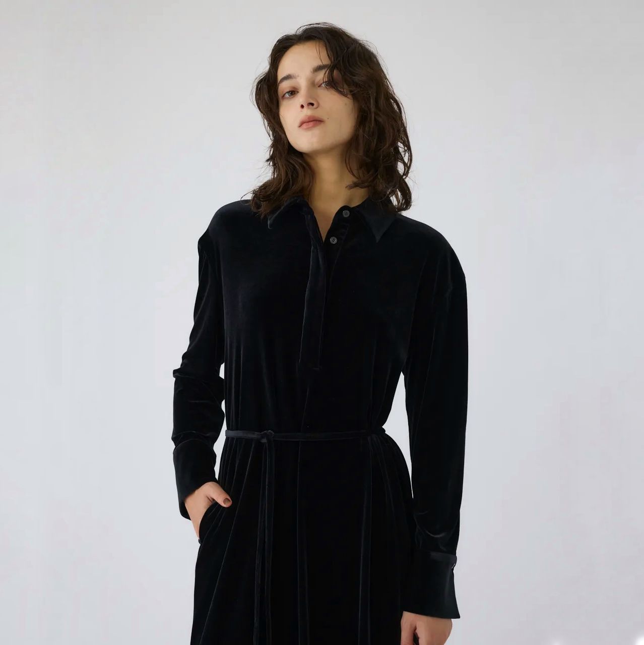 【残り一点】Velour Shirt Dress