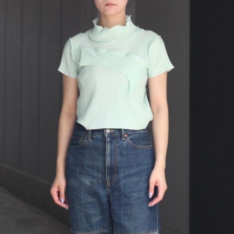 【残り一点】Todo Tiny Wave Top Short Sleeve High Neck