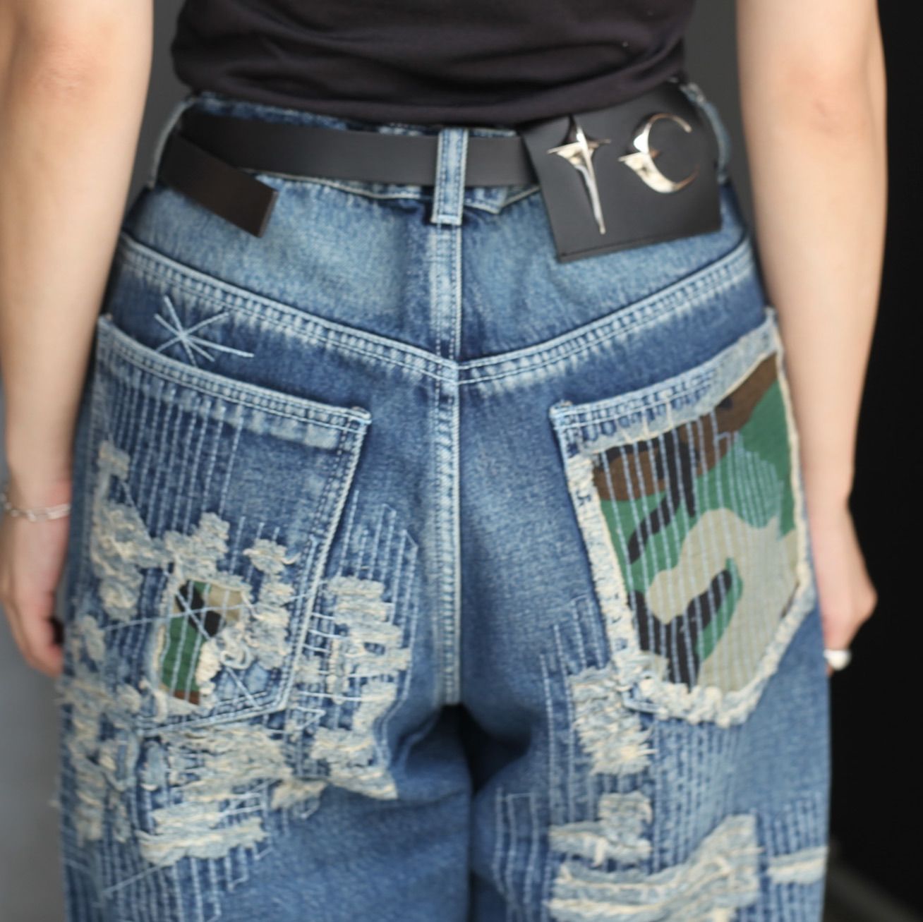 【残り一点】Vintage-Stitched Camo Denim Pants