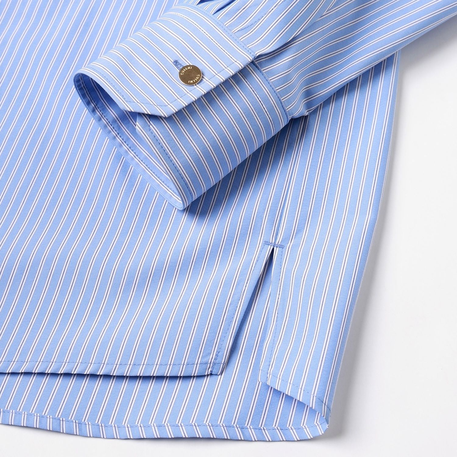 【残り一点】Stripe Front Fly Embroidery Patch Shirt