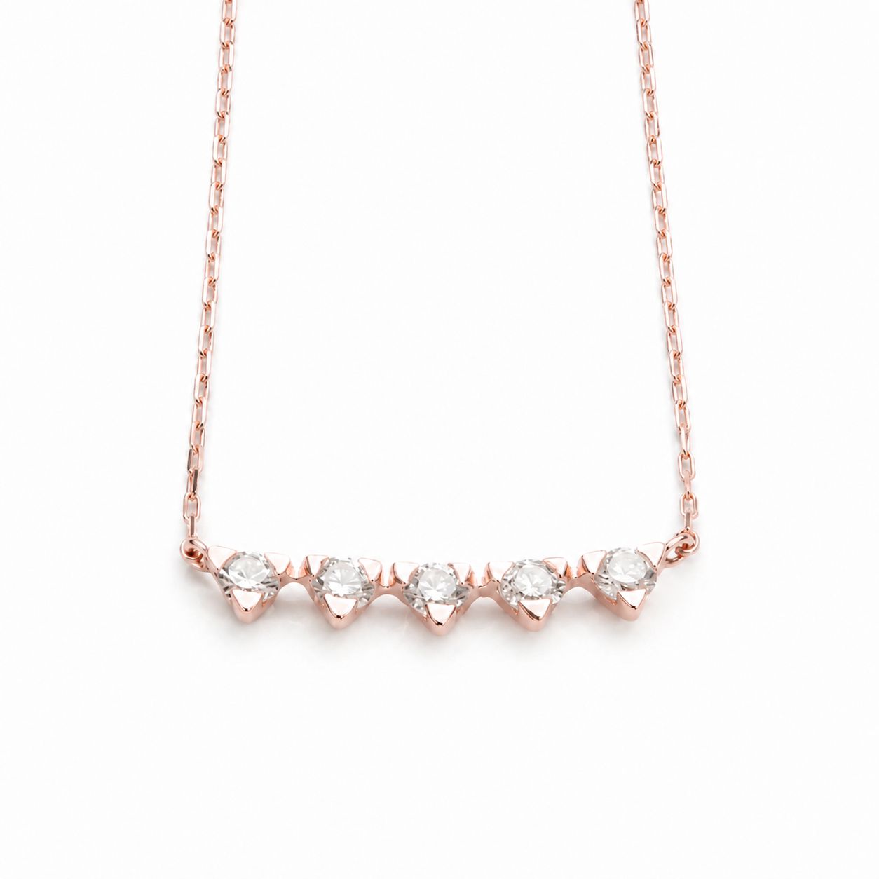 【お取り寄せ注文可能】Triangle 5 Dia Necklace(K18 PINK GOLD)
