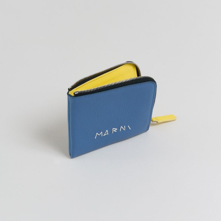 MARNI - 【残り一点】Stitch Logo Zip Around Leather Card Wallet