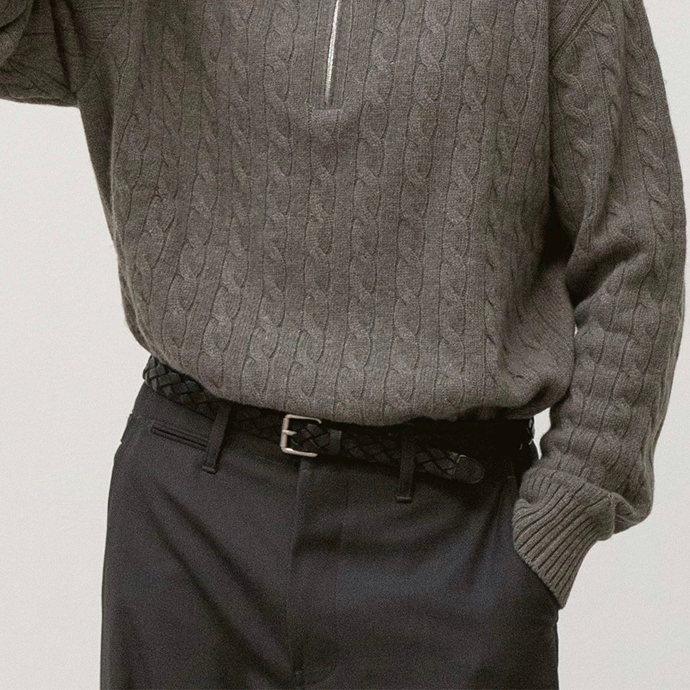 【残りわずか】Narrow Leather Mesh Belt