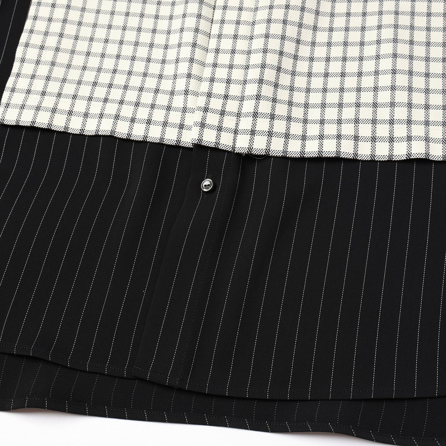 【残り一点】Check Asymmetrical Stripe Short Sleeve Shirt