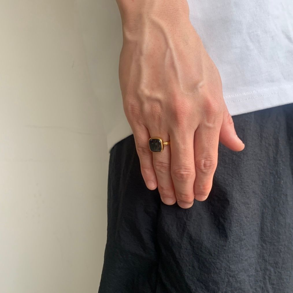 【お取り寄せ注文可能】Square Cabochon Pietersite Stone Ring