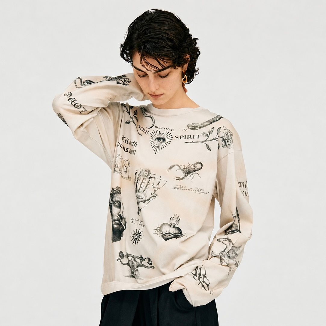 【残り一点】Tatoo Printed Long Sleeve Tee