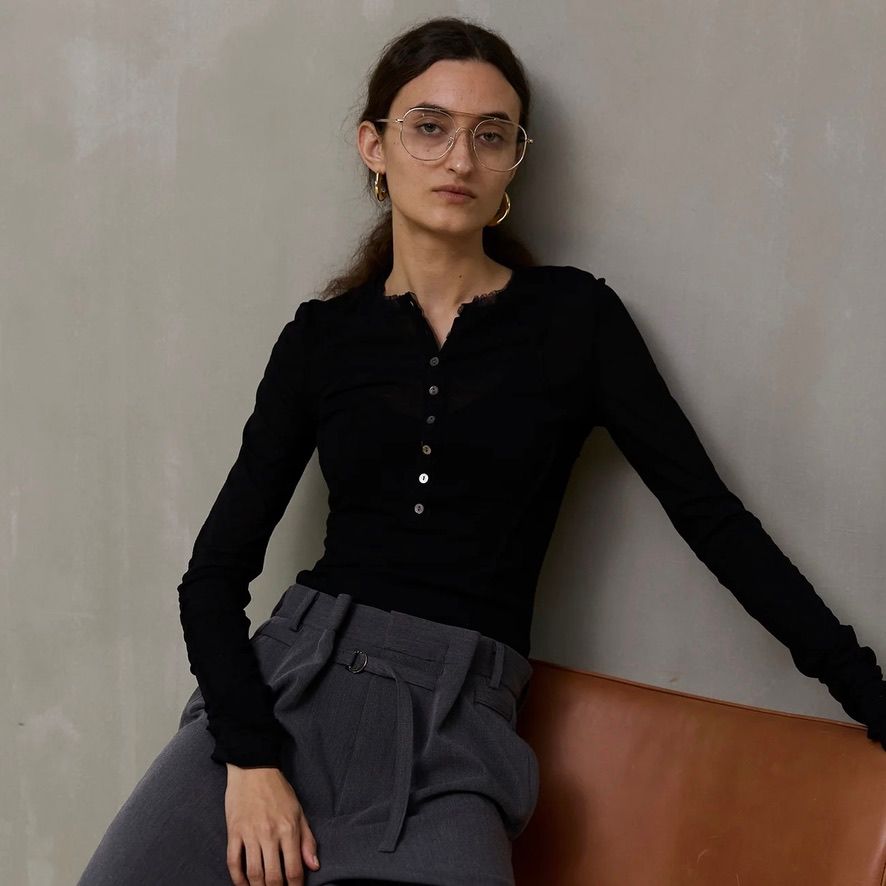 【残り一点】ヘンリーネックシアートップ