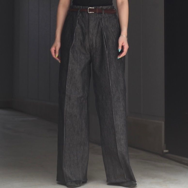 【再販売通知受付可能】Tuck Baggy Type2(STRIPE DENIM ONE WASH)