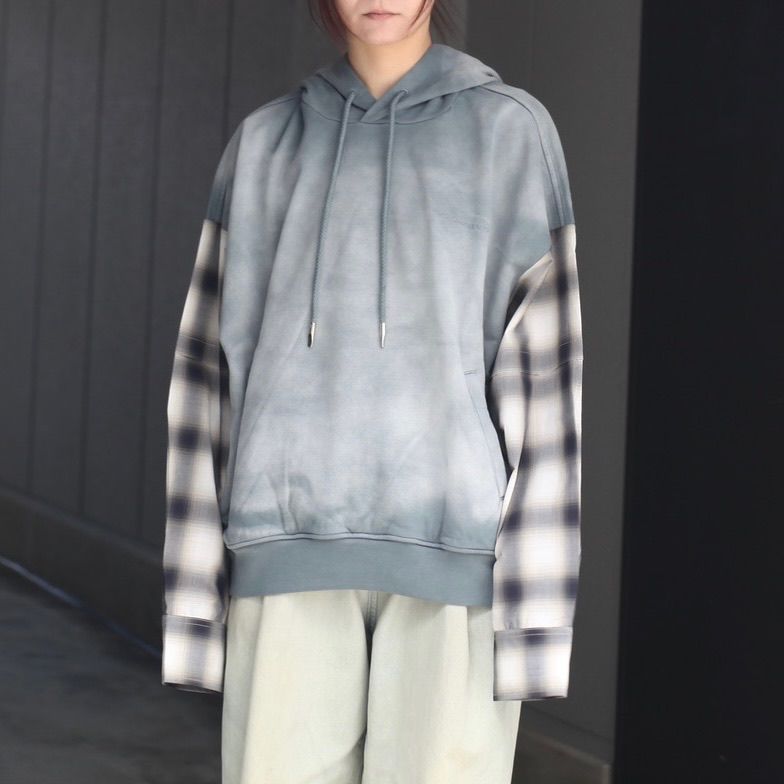 【残り一点】2in1 Hoodie with Check Sleeve